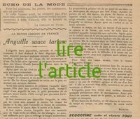 Et pour finir une anguille sauce tartare, avec la recette d'Alexandre Dumas pour la sauce