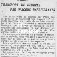 toujours les chemins de fer avec le transport de denrées par wagons frigoriques