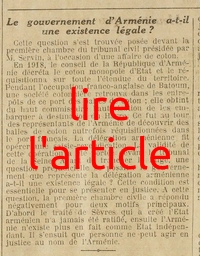 Tribunaux : le gouvernement d'Arménie a-t-il une existence légale ? Quand une question de politique internationale s'invite devant les tribunaux français civils....non le traité de Sèvres n'a jamais été ratifié et l'Arménie n'existe plus en fait comme État indépendant