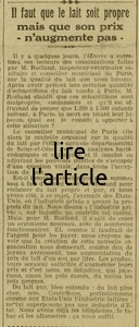 il faut que le lait soit propre et n'augmente pas