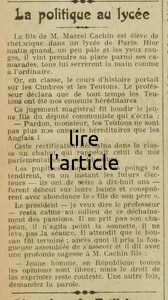 la politique au lycée, il faut demander la parole, dans le cas contraire cela peut occasionner des dégâts collatéraux,