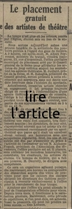 le placement gratuit des artistes de théâtre avec l'ouverture de l'qffice paritaire de placement