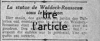 La statue de Waldeck-Rousseau sous le goudron et " Vive le Roi " et un siècle plus tard c'était Victor Hugo qui faisait les frais cf 23 novembre 2022