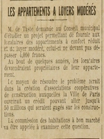 on demande au Conseil municipal d'étudier un projet prmettant de fournir aux locataires des appartements à confort réduit et loyer modéré, au bout de quelques années les locataires dviendraient propriétaires.