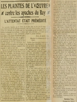 l'attentat était prémédité, les plaintes de l'Oeuvre contre "les apaches du Roy" organisation de l'Action Française