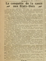 la conquête de l'hygiène aux Etats-Unis, résultat : une mortalité générale à un peu plus de 1%, et infantile au-dessous de 7% ce dont la France est loin cf 02 déc 1922