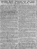 Germaine Berton revendique pour elle seule l'assassinat de M. Plateau de l'Action française