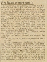 Un problème métropolitain, entre la politesse et un " petit chef "