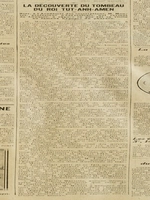 La découverte du tombeau du Roi Tut-Anh-Amen, le professeur d'égyptologie Monsieur Monnet de l'université de Strasbourg expose, au retour de son voyage sur place, les détails de sa visite et c'est bien Tut-anh-Amen, ' tel est le nom bien orthographié du Souverain "