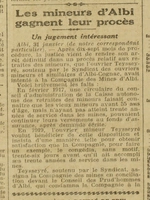 Les mineurs d'Albi gagnent leurs procès, un jugement intéressant au sujet de la retraite des vieux mineurs à l'âge de 55 ans