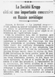 la société Krupp obtient une importante concession en Russie soviétique, sans que le gouvernement des soviets soit représenté en actions