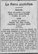 le menu quotidien et ses explications sur le rapport entre la cuisson du sucre et sa densité au pèse-sirop