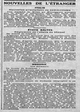 nouvelles de l'étranger, l'Italie et les communistes, les Etats Baltes et Memel, la Hongrie et la monarchie