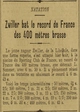 natation : Zwiller détient le record de France aux 400 mètres brasse en 6mn 43s, les temps intermédiaires sont indiqués