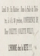 Casino municipal de Nice, le programme de la semaine et le 19 mars, en matinée, Madame Butterfly, une conférence de Madame Colette (Colette Willy)