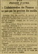 Poisson d'avril : l'administration des finances ne paie pas les pensions des mutilés de guerre