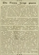 il y a cent ans à Vannes, il faut refaire les canalisation car l'eau est trop pure. C'est l'un des articles que l'on peut lire sur la page scientifique