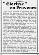 il y a cent ans  "Clarisse" en Provence éloge d'un livre sur la cuisine, l'extrait d'une page d'anthologie : la brandade de morue et Nîmes. Clarisse ou la vieille cuisinière, c'est de Léo Larguier et le livre se trouve encore, il a même été réédité en 1999