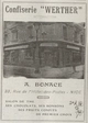 il y a cent ans Une publicité pour A.Bonace, un salon de thé situé au 33, rue de l'Hôtel-des-Postes à Nice, avec en prime la devanture en photo, aujourd'hui au même endroit, ce ne sont plus des chocolats et des bonbons qui sont en vente, mais des fringues et les supers lampadaires ont disparus