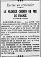 Encore un centenaire : le premier chemins de fer de France, entre Sainte Étienne et Andrézieux