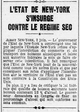 l'État de New York s'insurge contre la prohibition, et demande que la loi soit conforme au sens commun