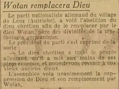 Wotan à la place de Dieu