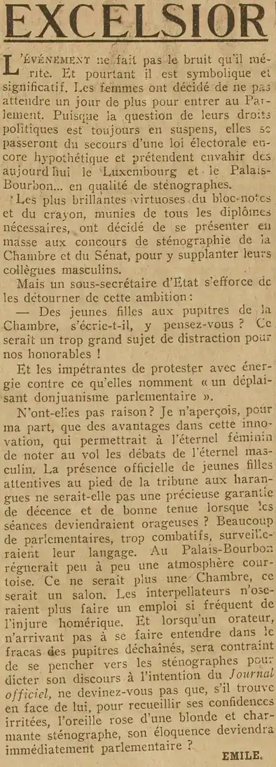 les sténo à la Chambre et au Sénat
