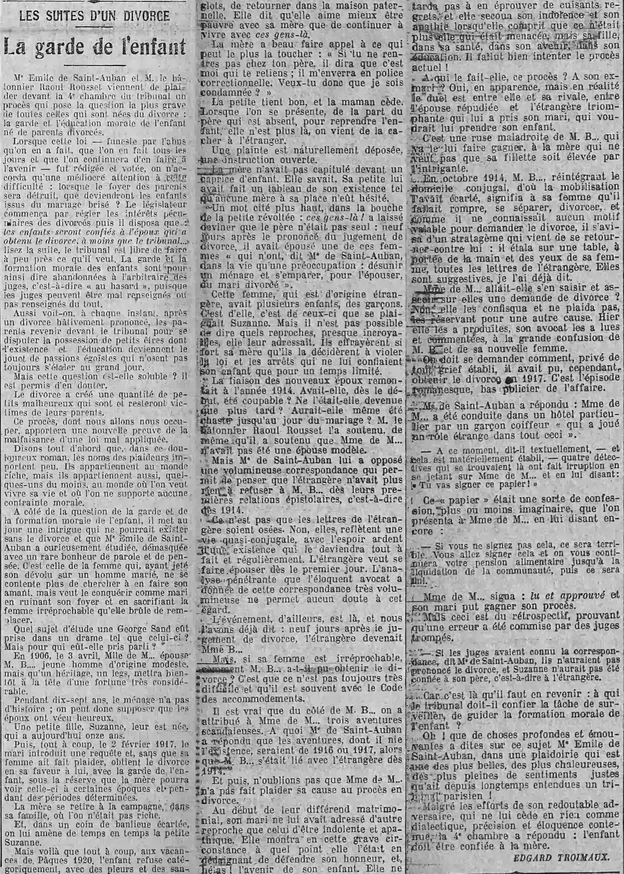 la garde des enfants de parents divorcés