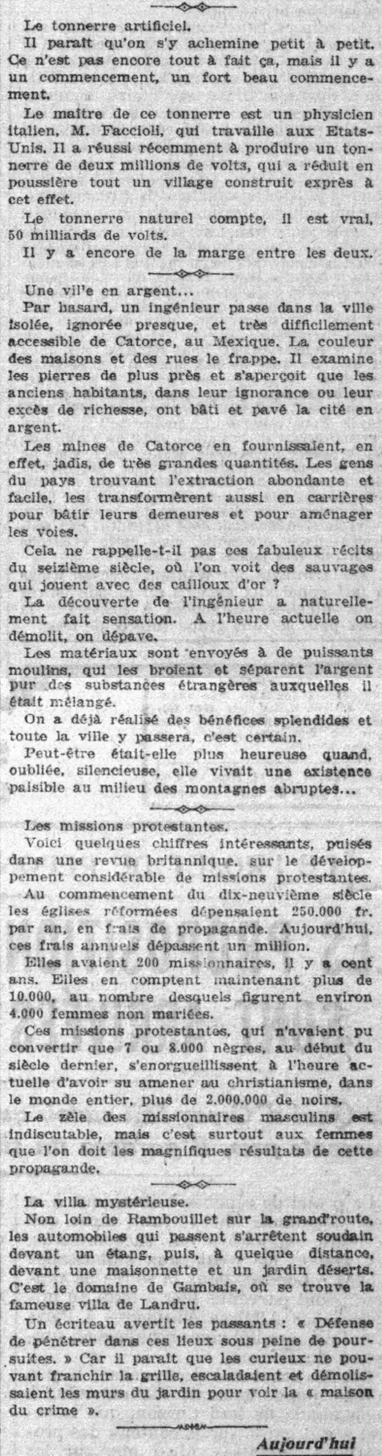 tonnerre ville argent villa mystérieuse