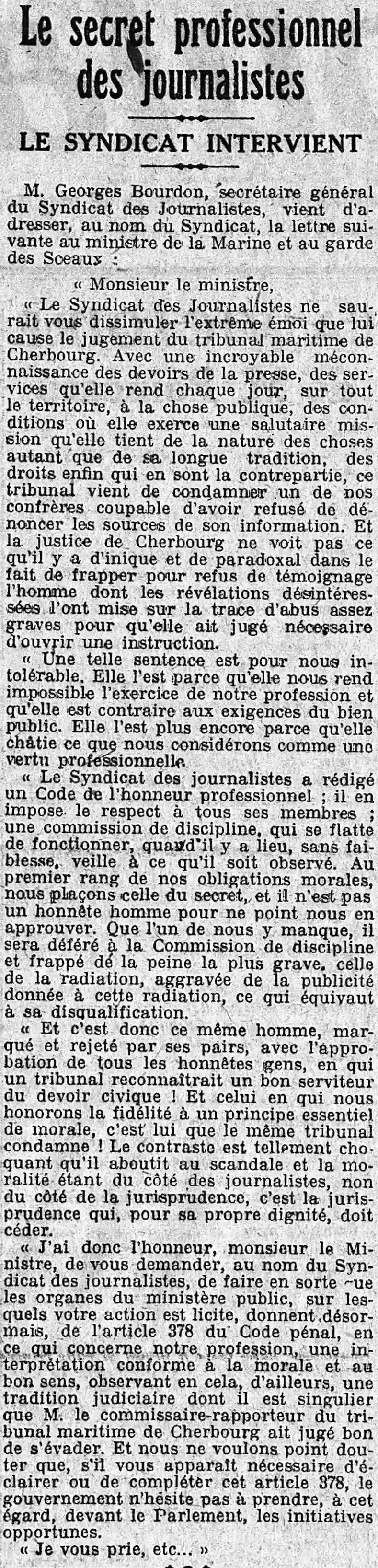 A Le Populaire article 02 journalistes et secret professionnel 2