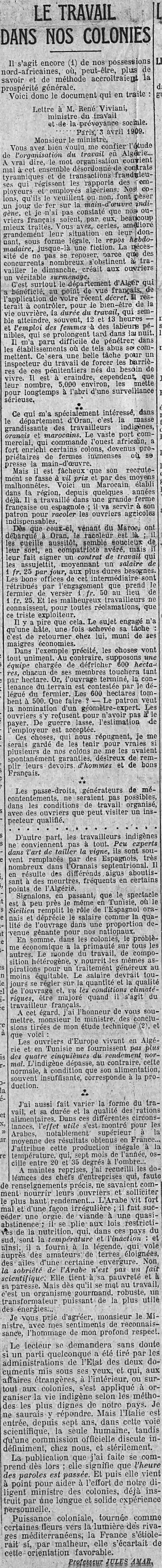 A LÉcho de Paris article 01 travail dans les colonies 1