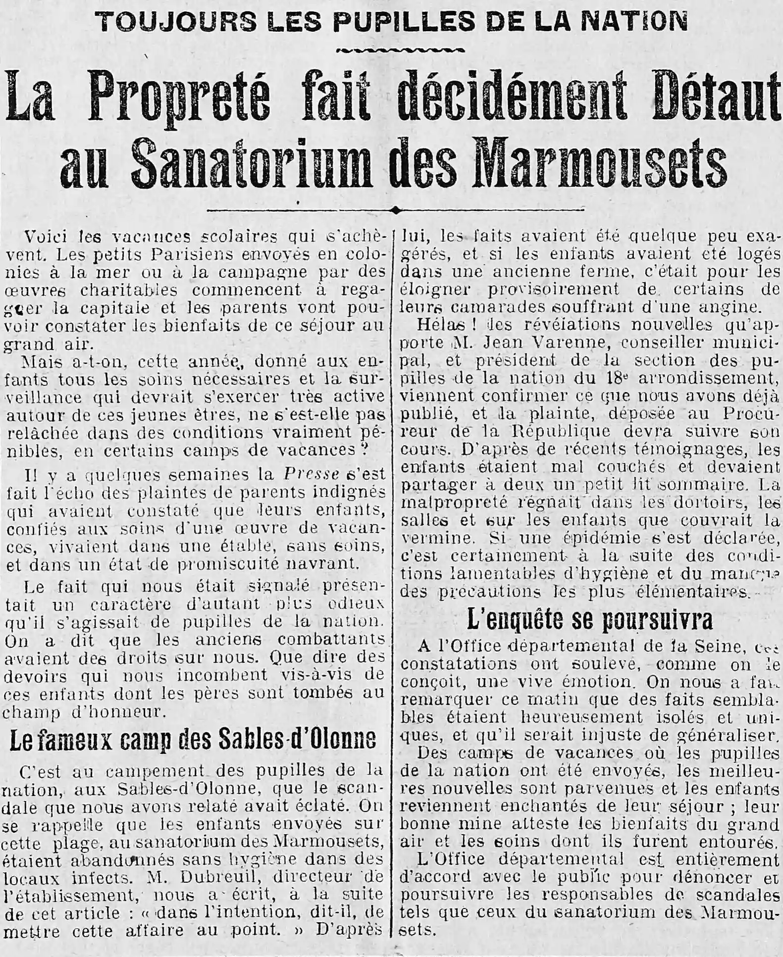 A La Presse article 01 hygiène colonie vacances 1