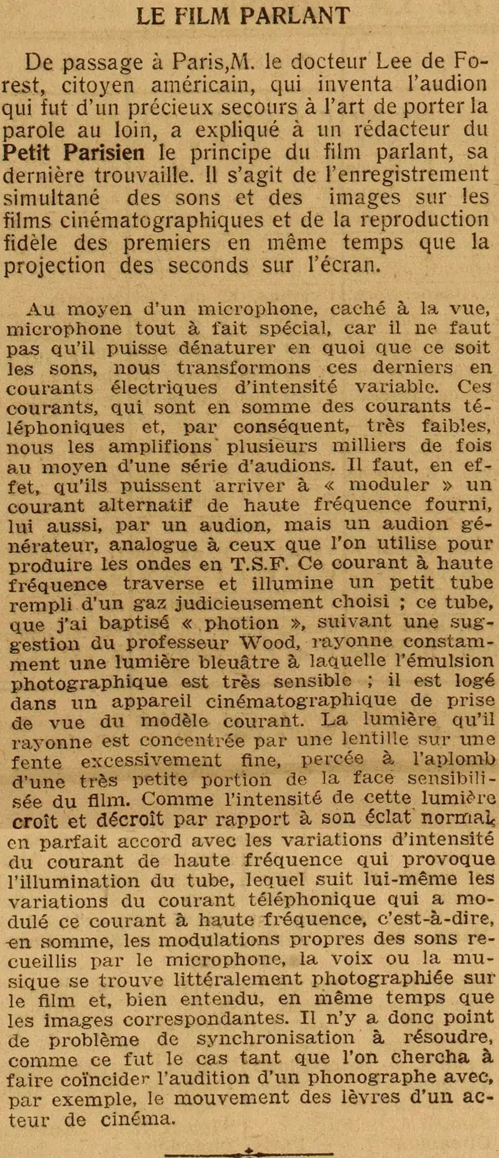 le film parlant