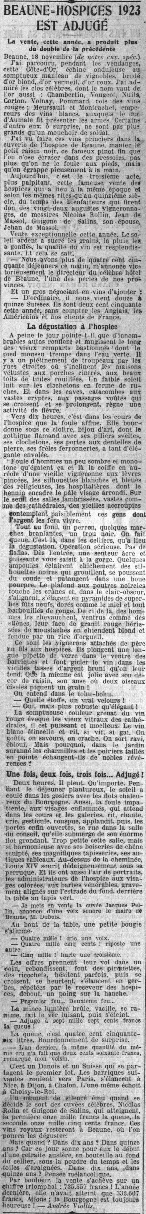 A Le Petit Parisien article 01 1 vente hospices de Beaune 1 1
