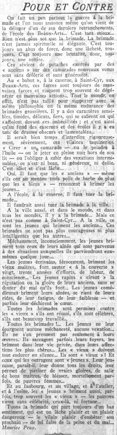 il y a cent ans il faut arrêter les bizuths 2