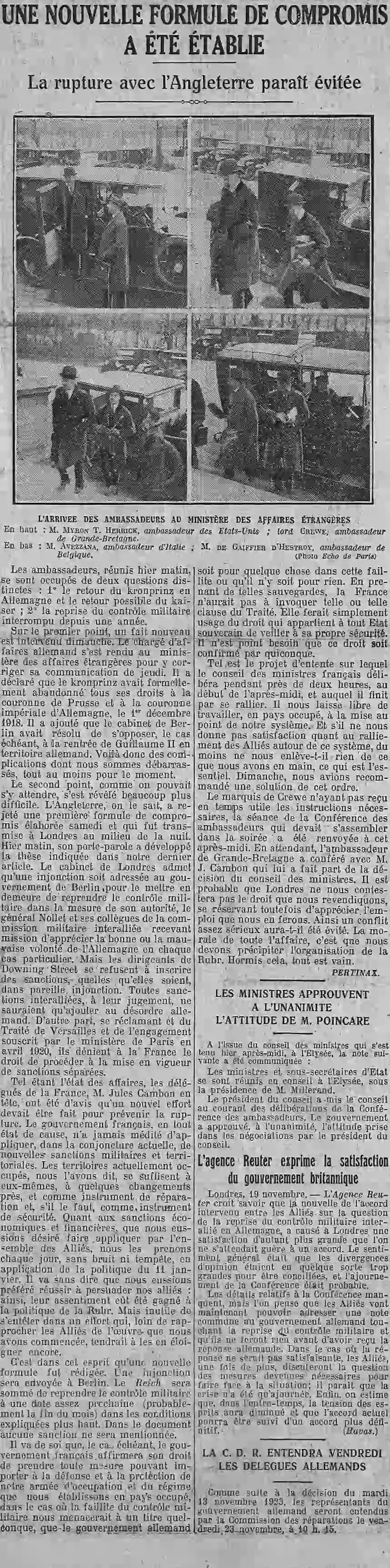 conférence des ambassadeurs 1923 11 20