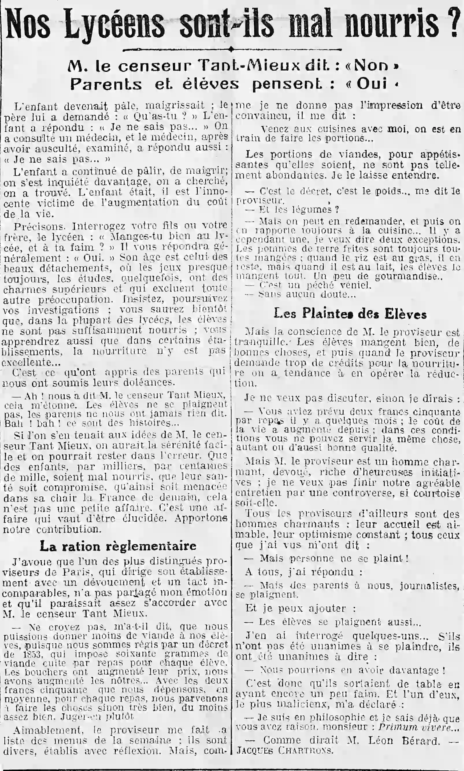 la mauvaise nourriture dans les cantines