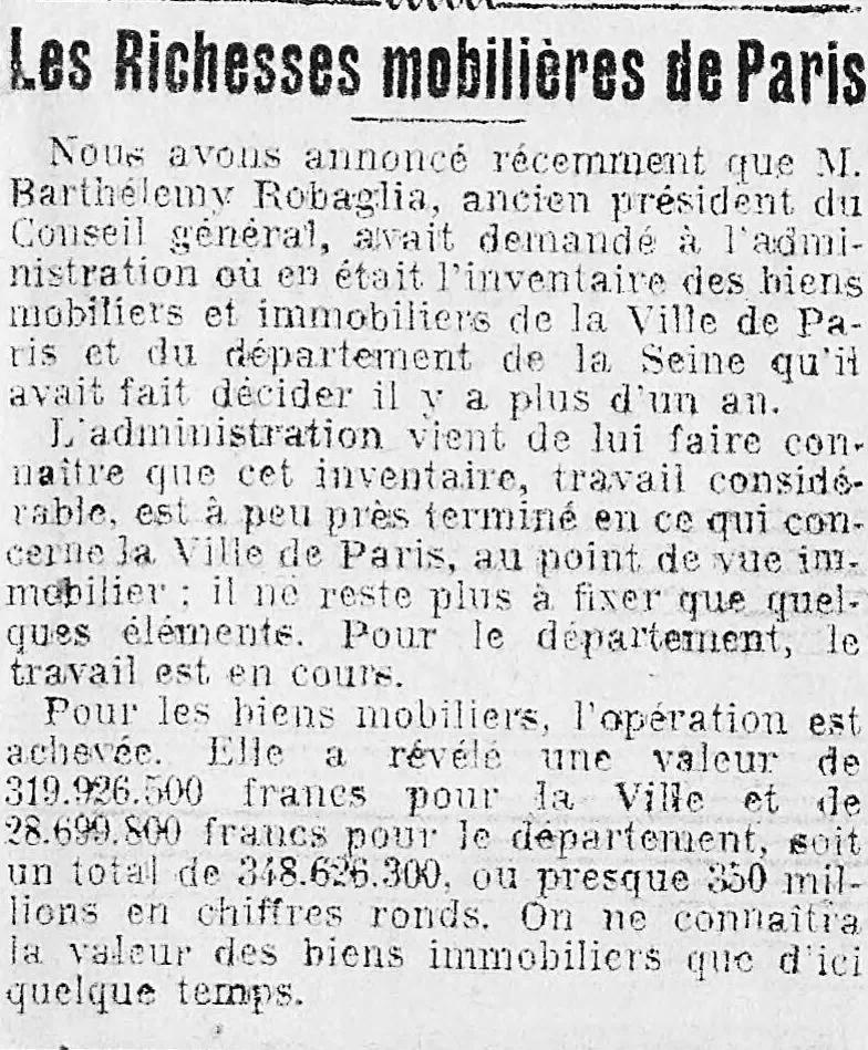 La Presse 1923 12 10 richesses ville de Paris
