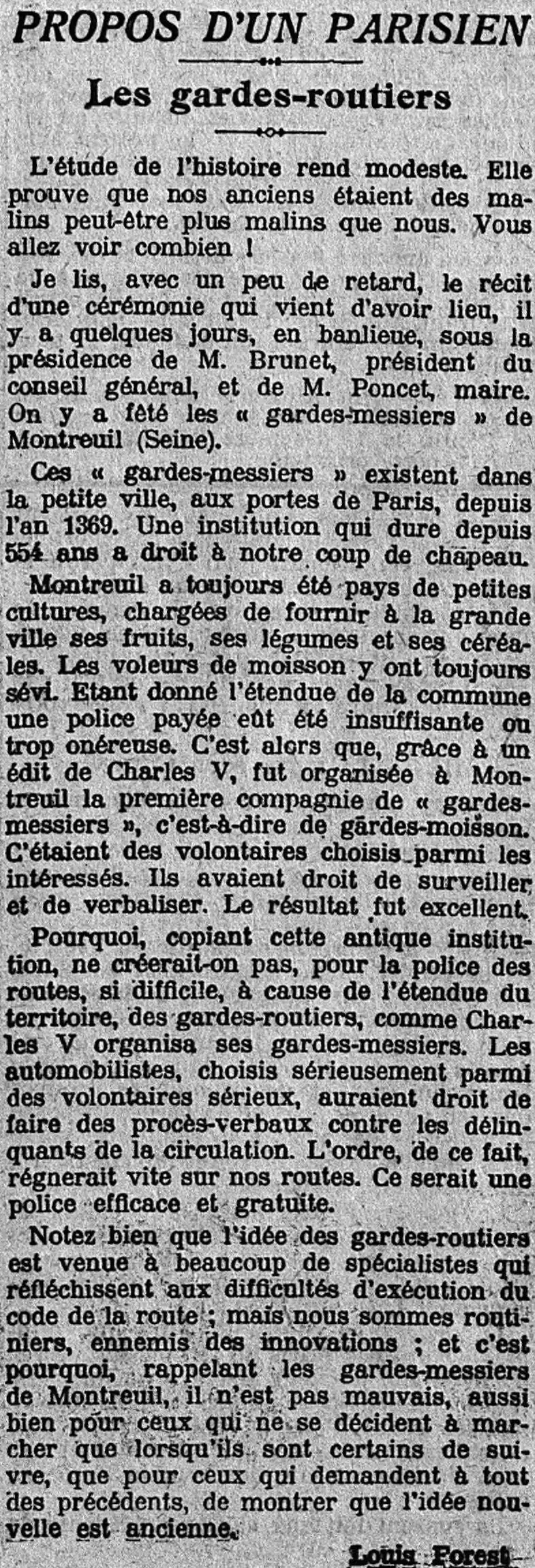 Le Matin 1923 12 10  gardes messiers