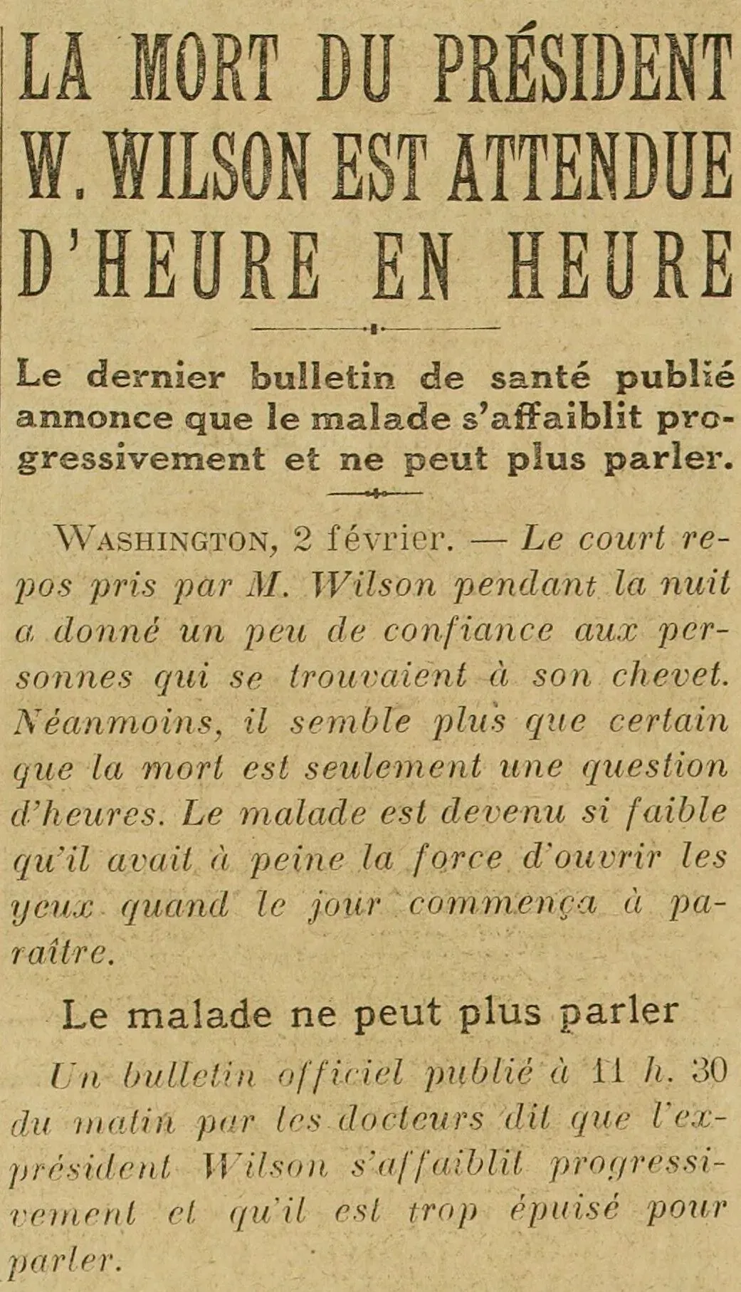 a Excelsior 19240203 art mort de Woodrow Wilson 3