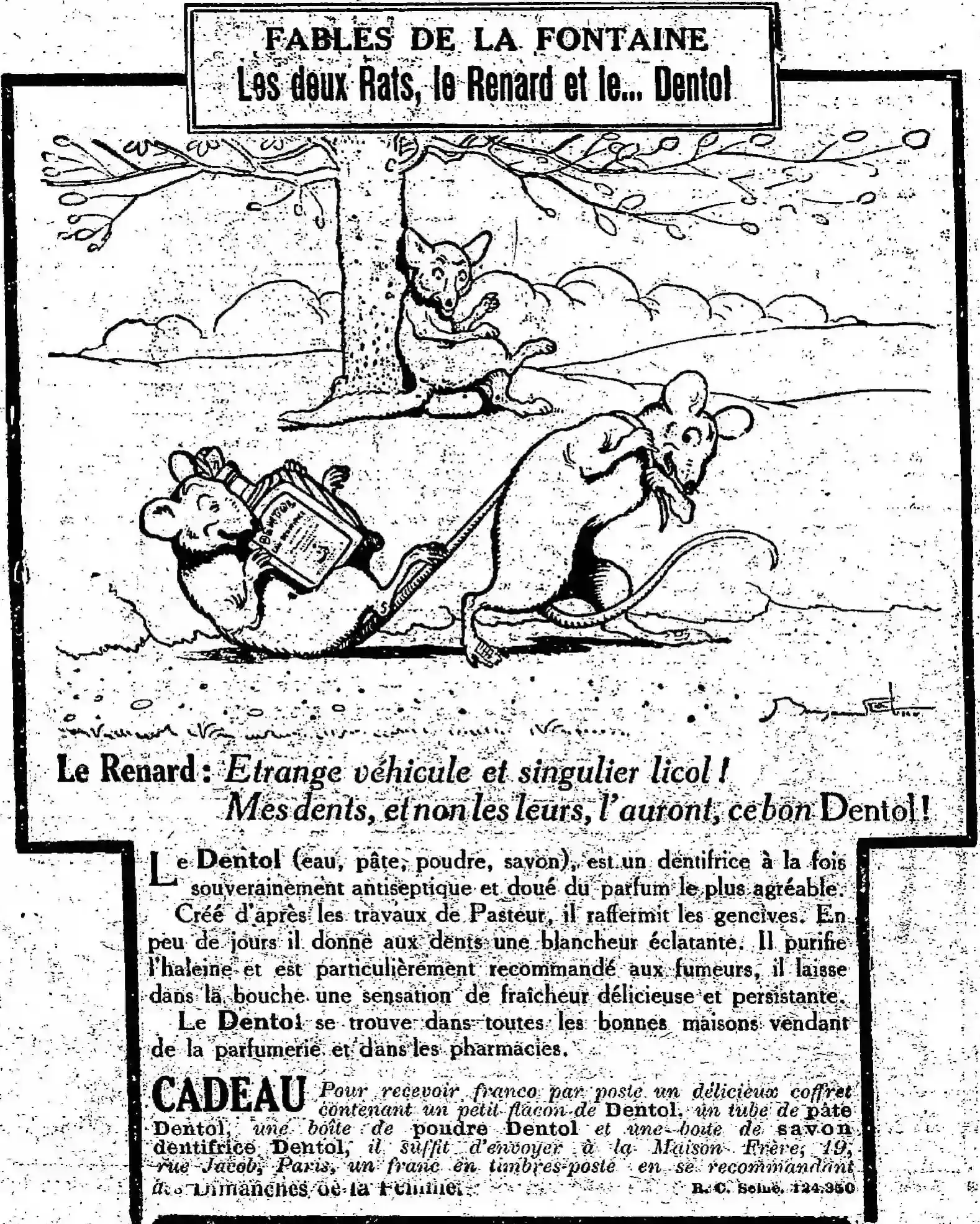 pub Dentol la Fontaine les deux rats et le renard