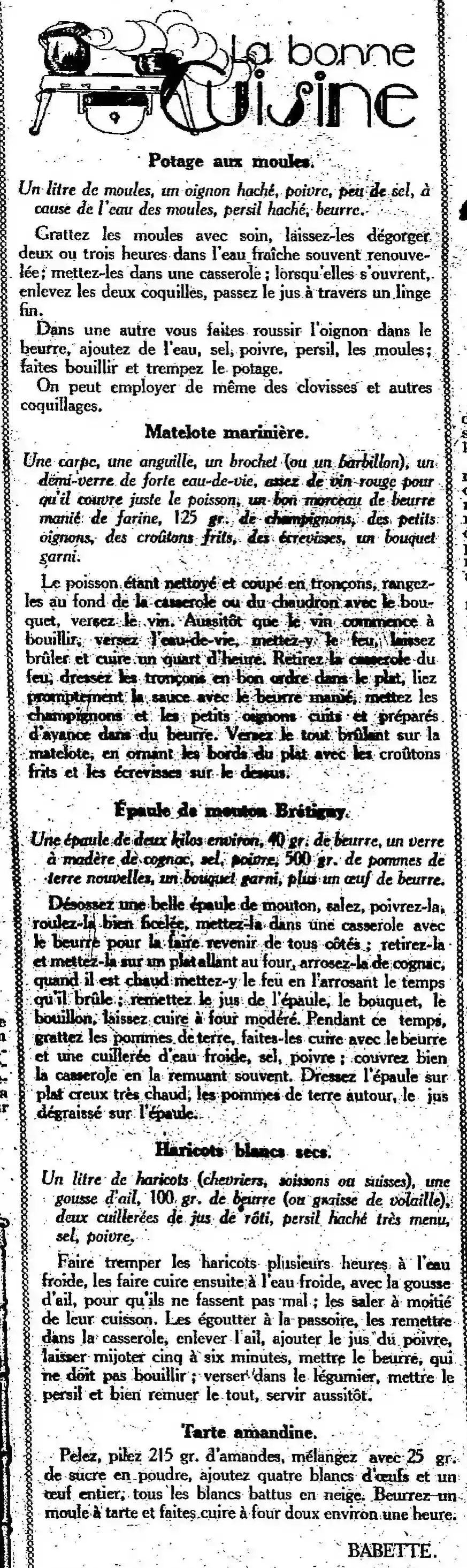 recettes de Babette tarte amandine,
