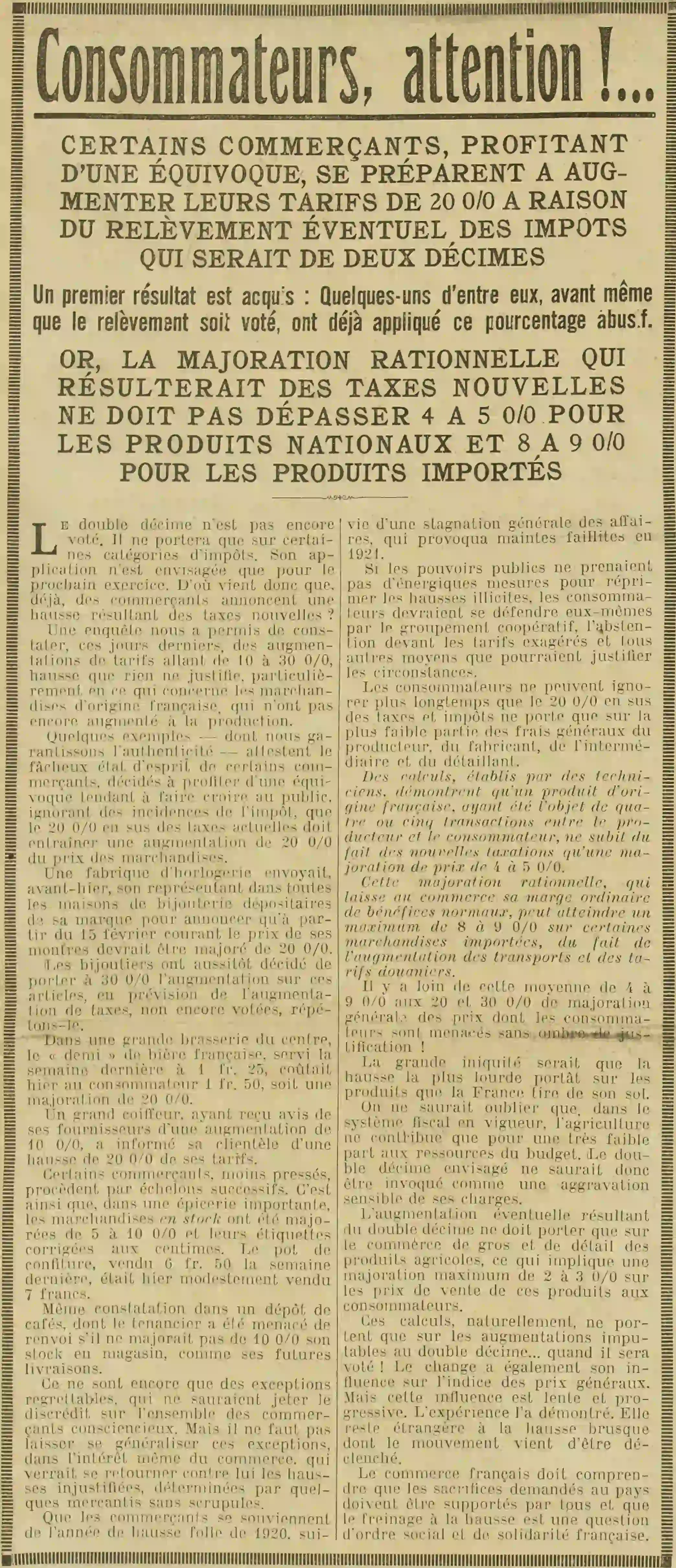 avertissement aux consommateurs