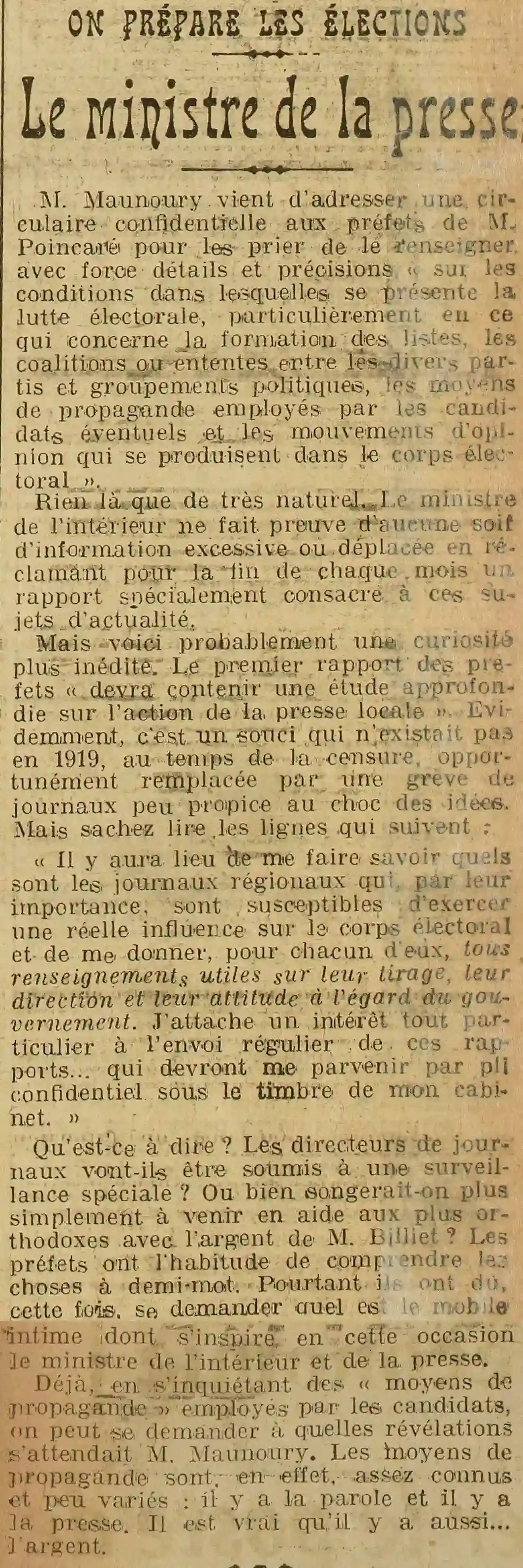 le ministre de la presse