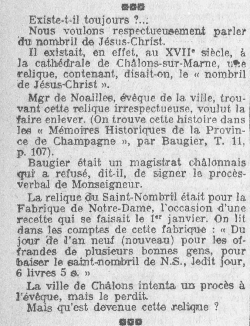 the Holy Navel of Jesus-Christ