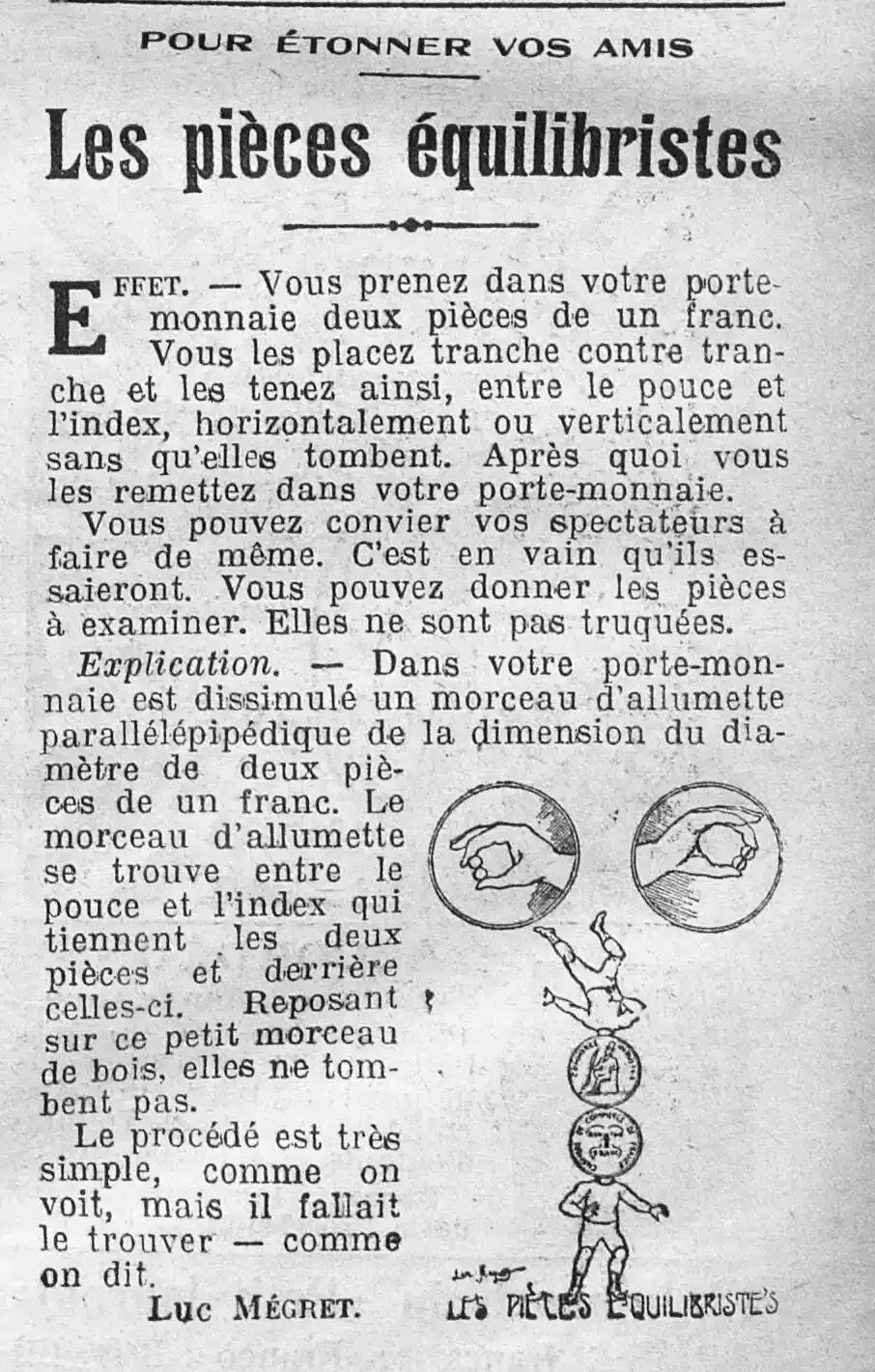 les pièces en équilibre magie