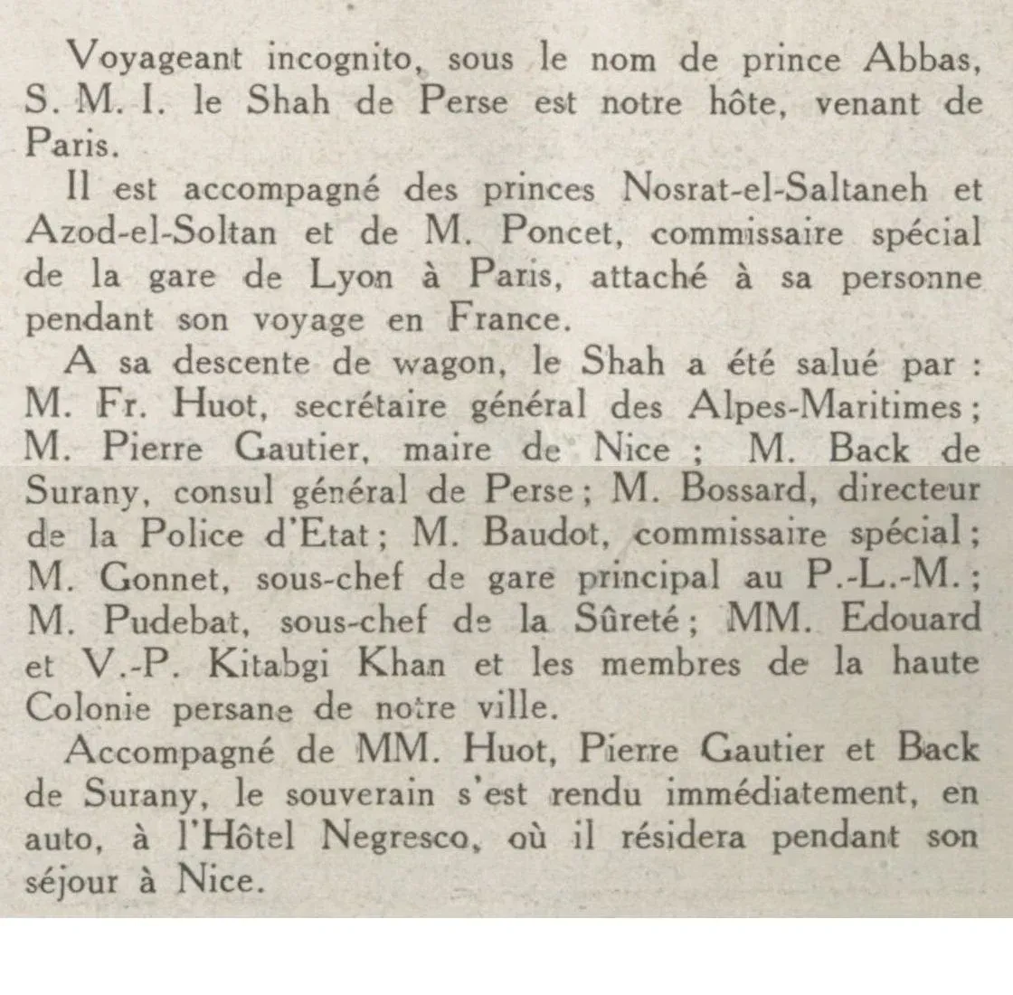 le shah de Perse