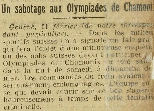 sabotage aux Jeux Olympiques