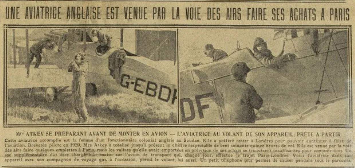 une aviatrice vient faire ses emplettes en avion