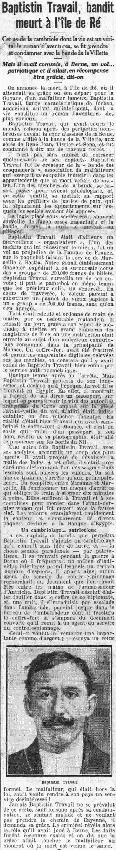 Baptistin Travail bandit patriote